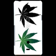 Coque Sony Xperia T Double feuilles de cannabis