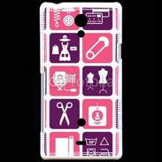 Coque Sony Xperia T Fond symboles couturière