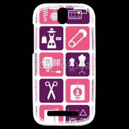 Coque HTC One SV Fond symboles couturière