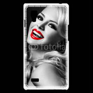Coque LG Optimus L9 Rouge à lèvres Fashion en noir et blanc