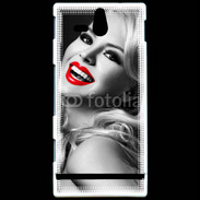 Coque Sony Xperia U Rouge à lèvres Fashion en noir et blanc