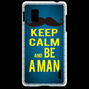 Coque LG Optimus G Keep Calm Be a Man Bleu