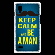Coque LG Optimus L9 Keep Calm Be a Man Bleu
