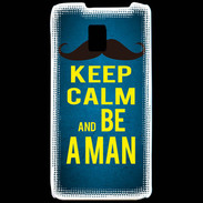 Coque LG P990 Keep Calm Be a Man Bleu