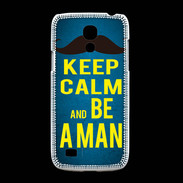 Coque Samsung Galaxy S4mini Keep Calm Be a Man Bleu