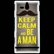 Coque Sony Xperia U Keep Calm Be a Man Gris