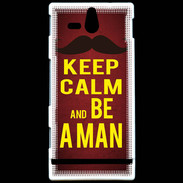 Coque Sony Xperia U Keep Calm Be a Man Rouge