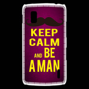 Coque LG Nexus 4 Keep Calm Be a Man Rose