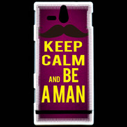 Coque Sony Xperia U Keep Calm Be a Man Rose