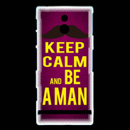 Coque Sony Xperia P Keep Calm Be a Man Rose