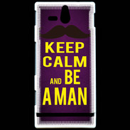 Coque Sony Xperia U Keep Calm Be a Man Violet