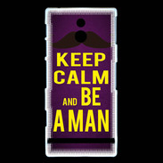Coque Sony Xperia P Keep Calm Be a Man Violet