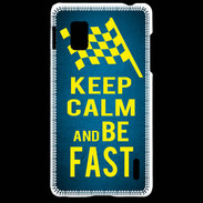 Coque LG Optimus G Keep Calm and Be Fast Bleu