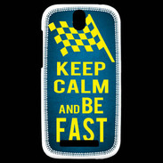 Coque HTC One SV Keep Calm and Be Fast Bleu