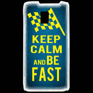 Coque LG P990 Keep Calm and Be Fast Bleu