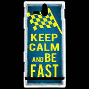 Coque Sony Xperia U Keep Calm and Be Fast Bleu
