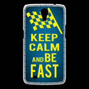 Coque Samsung Galaxy Mega Keep Calm and Be Fast Bleu