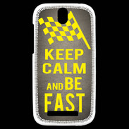 Coque HTC One SV Keep Calm and Be Fast Gris