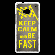 Coque HTC One Keep Calm and Be Fast Gris