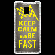 Coque LG P990 Keep Calm and Be Fast Gris