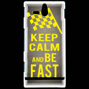 Coque Sony Xperia U Keep Calm and Be Fast Gris