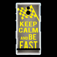 Coque Sony Xperia P Keep Calm and Be Fast Gris