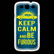 Coque Samsung Galaxy S3 Keep Calm and Be Furious Bleu