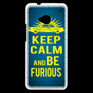 Coque HTC One Keep Calm and Be Furious Bleu