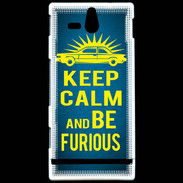 Coque Sony Xperia U Keep Calm and Be Furious Bleu
