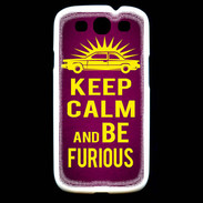 Coque Samsung Galaxy S3 Keep Calm and Be Furious Rose