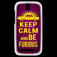 Coque HTC One SV Keep Calm and Be Furious Rose