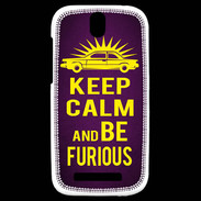 Coque HTC One SV Keep Calm and Be Furious Violet