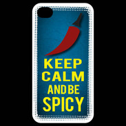 Coque iPhone 4 / iPhone 4S Keep Calm and Be Spicy Bleu