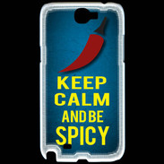 Coque Samsung Galaxy Note 2 Keep Calm and Be Spicy Bleu