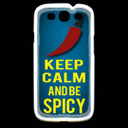 Coque Samsung Galaxy S3 Keep Calm and Be Spicy Bleu