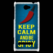 Coque HTC Windows Phone 8S Keep Calm and Be Spicy Bleu