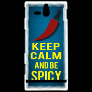Coque Sony Xperia U Keep Calm and Be Spicy Bleu