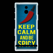 Coque Sony Xperia P Keep Calm and Be Spicy Bleu