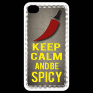 Coque iPhone 4 / iPhone 4S Keep Calm and Be Spicy Gris