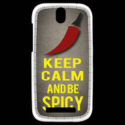 Coque HTC One SV Keep Calm and Be Spicy Gris