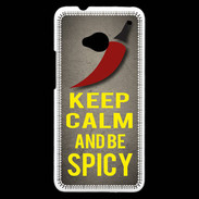 Coque HTC One Keep Calm and Be Spicy Gris
