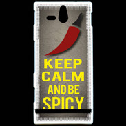 Coque Sony Xperia U Keep Calm and Be Spicy Gris