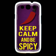 Coque Samsung Galaxy S3 Keep Calm and Be Spicy Violet