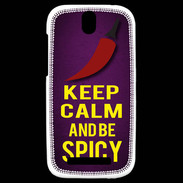 Coque HTC One SV Keep Calm and Be Spicy Violet