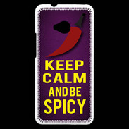 Coque HTC One Keep Calm and Be Spicy Violet