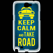 Coque Samsung Galaxy Note 2 Keep Calm and Take o road 2 Bleu