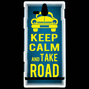 Coque Sony Xperia U Keep Calm and Take o road 2 Bleu