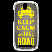 Coque HTC One SV Keep Calm and Take o road 2 Gris