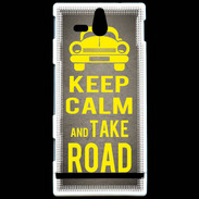 Coque Sony Xperia U Keep Calm and Take o road 2 Gris