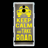 Coque Sony Xperia P Keep Calm and Take o road 2 Gris